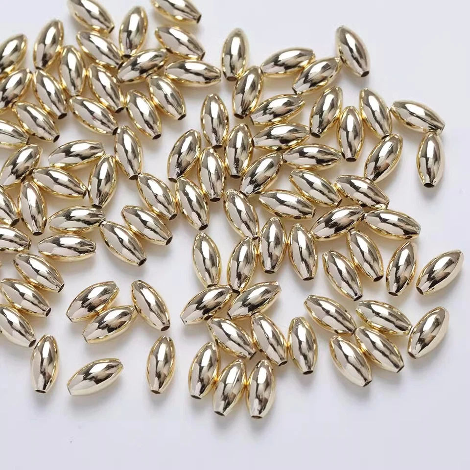 20pcs Rice Spacer Beads,Smooth Tube Bead,14K Gold Plated Brass Barrel Shape Bead - Image 3 of 4