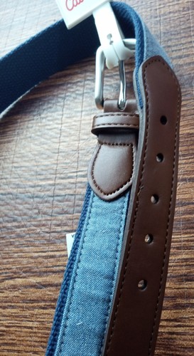 Cat and Jack Belt Boys Youth Sz XL Denim Chambray Leather Golf Adjustable Buckle - Picture 3 of 7