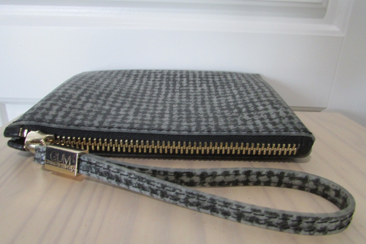 GUM Gianni Chiarini Design Grey & Black PVC Wristlet Italy