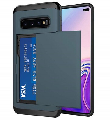 For Galaxy S10 S9 S8 S7 Note Plus Edge Card Slot Holder Wallet Shock Proof Case