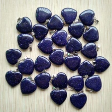 Wholesale 50pcs Natural Blue Sand Stone Heart Pendant Bead Jewelry Making 20mm