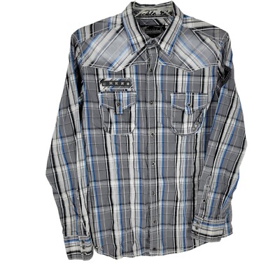 Buckle Black Label No 048 Snap Button Plaid Shirt Size Medium Slim fit
