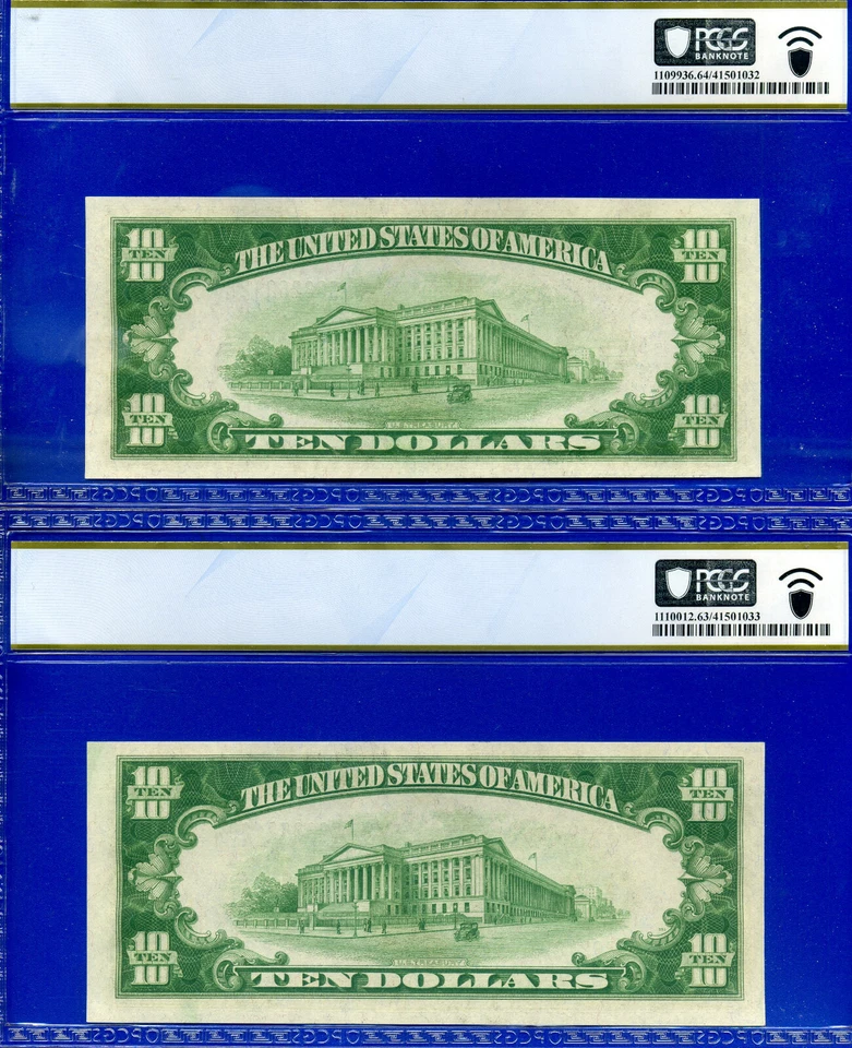 1934 1934A $10 Philadelphia FRN PCGS 64PPQ rare changeover Fr 2005-C Fr 2006-Cm - Image 2 of 2