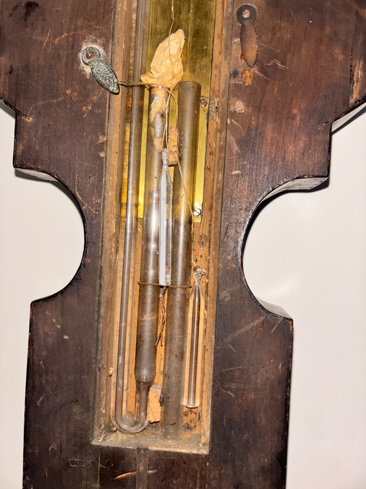 Antique F. Stoppani English Banjo Barometer & Thermometer Wall Weather Station