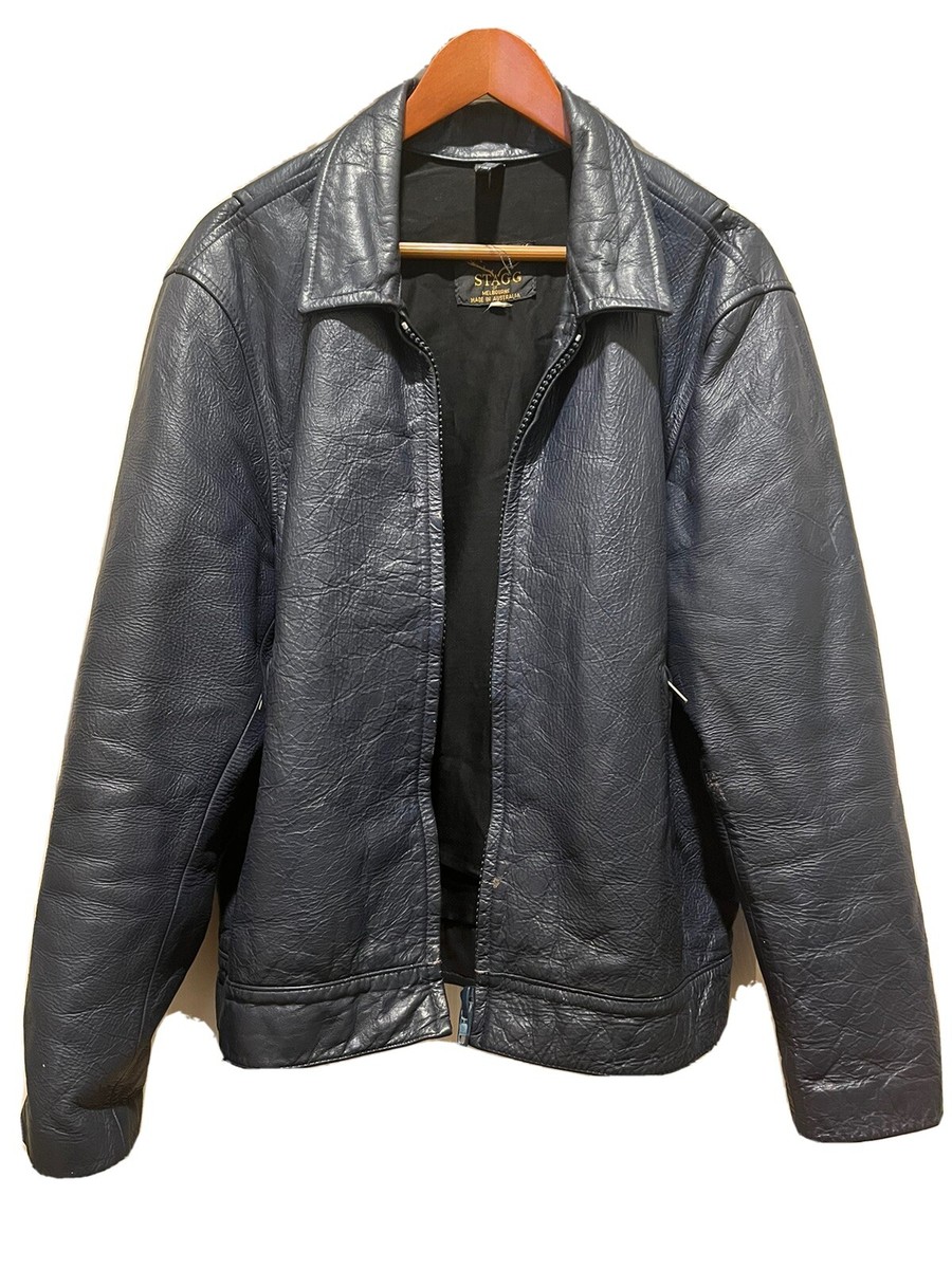 Vintage Stagg Blue Leather Jacket 44-46 Large | eBay