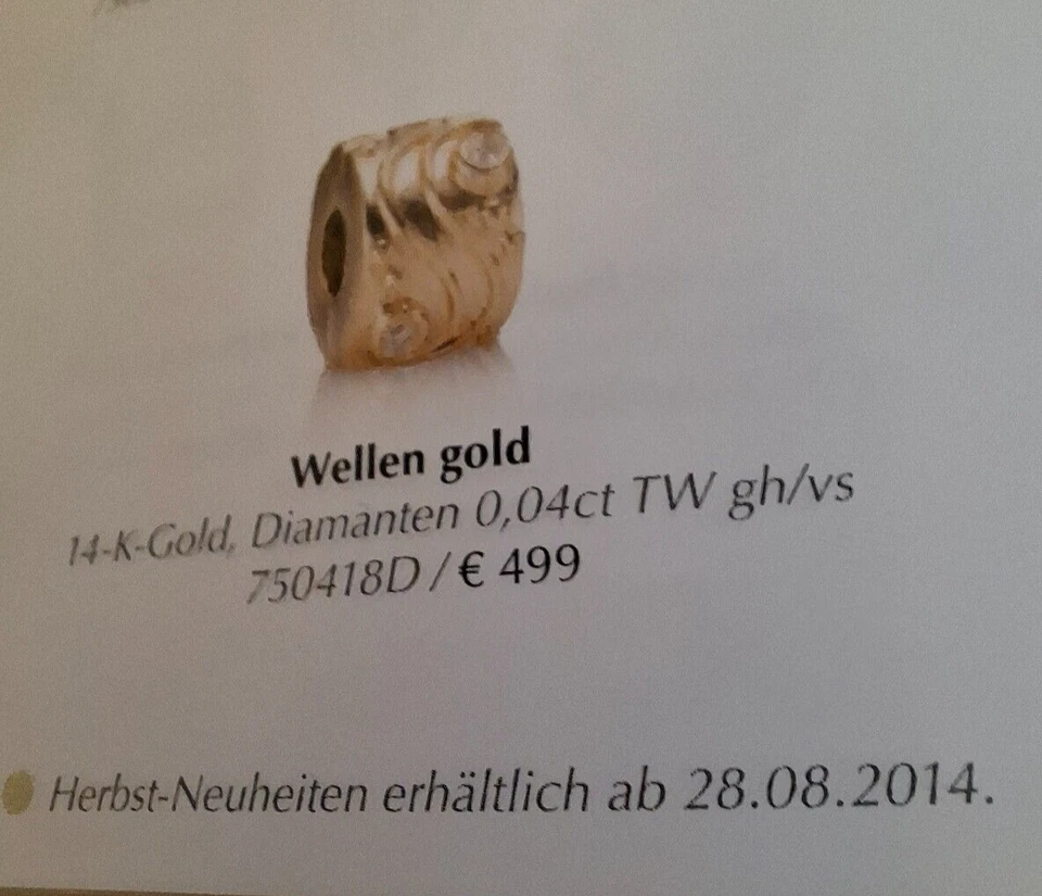 Neuen Pandora Clip Wellen 750418D in 14 Karat mit Diamanten - Bild 2 von 4