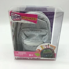 REAL LITTLES Miniature Backpack 6 TINY SURPRISES SCHOOL SUPPLIES Silver Glitter