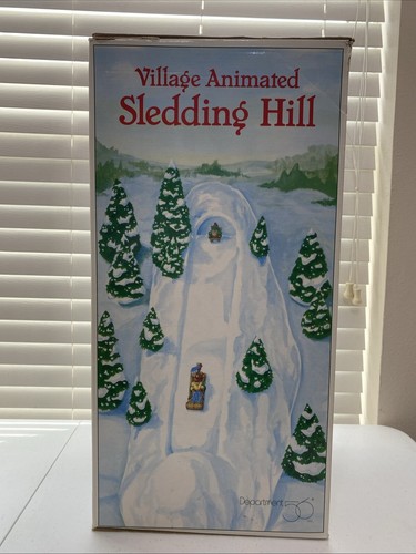 Department 56 Sledding Hill Animated Village Christmas Two Sleds Tested Works! - Picture 3 of 16