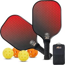Pickleball Starter Set, Fiberglass Paddles with Bag and Balls, Comfortable Grip