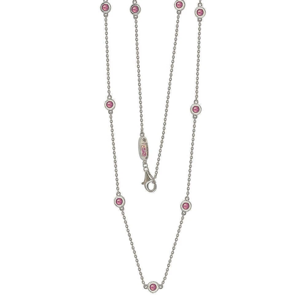 Suzy Levian Pink Sapphire 1.80cttw Sterling Silver Station