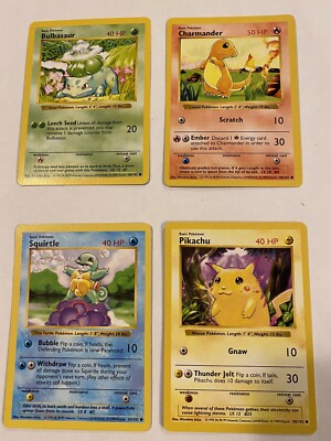 Shadowless red cheek Pokemon Pikachu Squirrel Bulbasaur Charmander 1999 WOTC