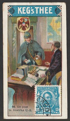 Dutch Tea Card c1913 - Kegs Thee - Flaggen Währung Porto #64 - Post - USA