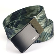 Mens Military Nylon Belt Matte Black Metal Automatic Buckle Army Belt Sport Belt