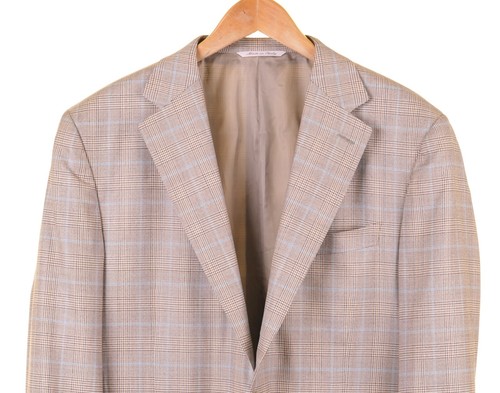 Canali Light Brown Blue Plaid Check Wool Sport Coat Jacket Blazer 42 L - Picture 2 of 7