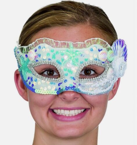 Mermaid Shell 1/2 Mask - Fairy - Blue/White - Costume Accessory - Adult Teen - Picture 1 of 2