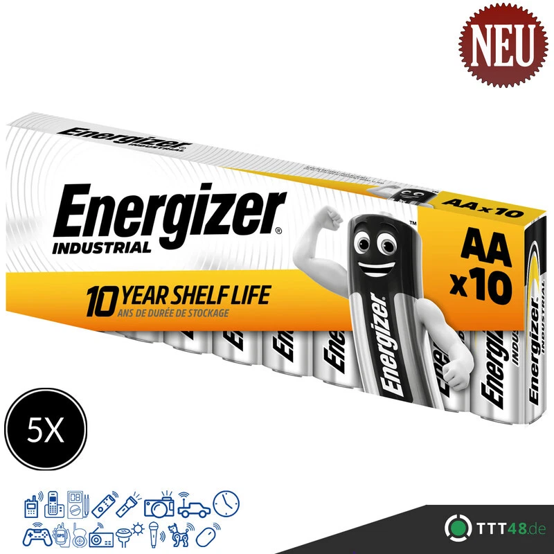 50 x Energizer Industrial AA Mignon Alkaline LR6 L91 MN1500 1,5V Batterien - Bild 2 von 2