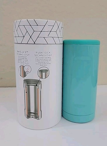 Brumate Hopsulator Slim Insulated Can Cooler in Glitter Aqua ~New - Picture 3 of 4