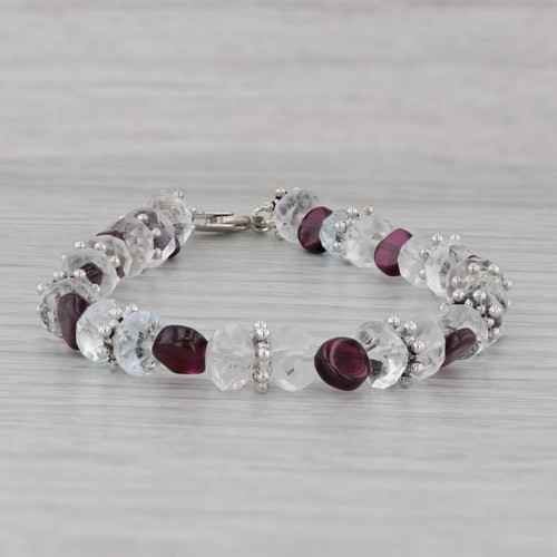 Aquamarin Topas Kristall Quarz Granat Edelstein Perlen Armband Sterlingsilber