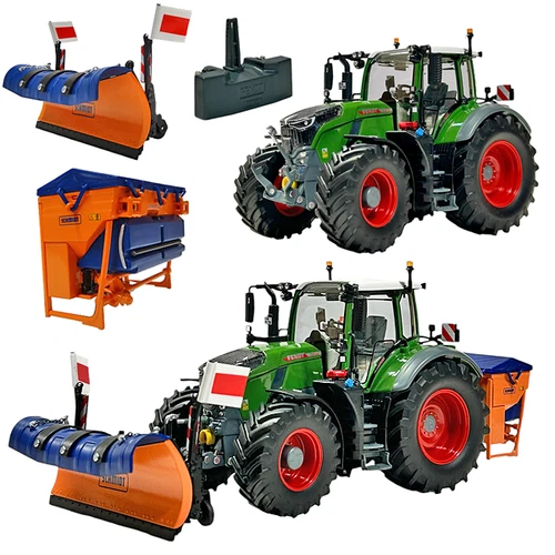Wiking Set Fendt 728 Vario + Schmidt Schneepflug Tarron + Streuer Traxos 1/32