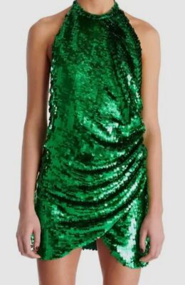 Ronny Kobo Jo Sequin Mini Dress in Green - M