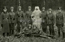 WW2 Picture Photo German soldiers posing with man in Polar Bear costume 1614