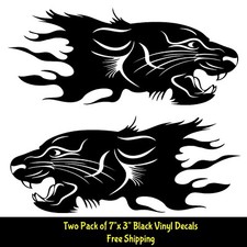 Tiger Panther Flames Two Pack 7 Black Vinyl Decal Car Truck Door Van Camper Tiger Panther Flames Two Pack 7 Black Vinyl Decal Car Truck Door Van Camper