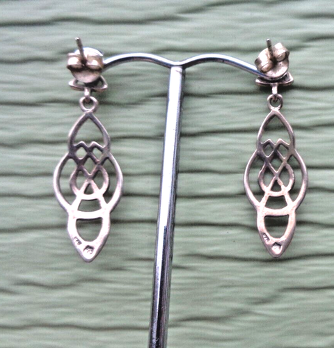 Orecchini Pendenti Celtici In Argento Sterling 925 Attraenti c.1990 - Imagen 3 de 6