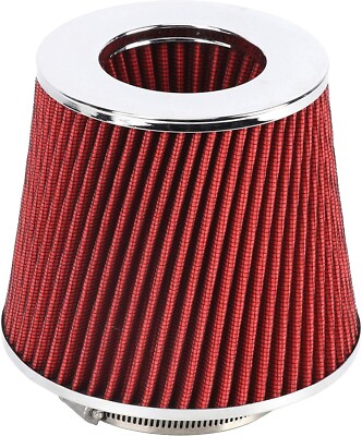 Rot Universal Auto Motor Ansaug Kit Luftfilter offen Trichter Kegel & Adapter