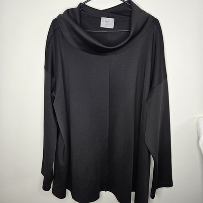 Chalet Et Ceci Black Long Sleeve Cowl Neck Stretch Oversized Top Womens Size 1X