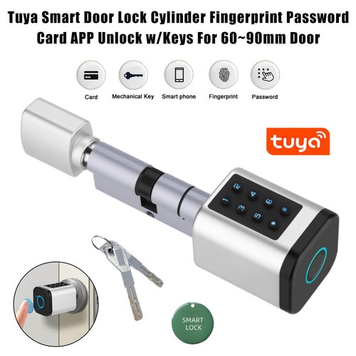 Tuya Smart Door Lock Cylinder Fingerprint Password Card APP Unlock+Keys 60~90mm. - Bild 3 von 18