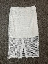 Witchery women&rsquo;s white textured crochet knit midi pencil skirt summer holiday