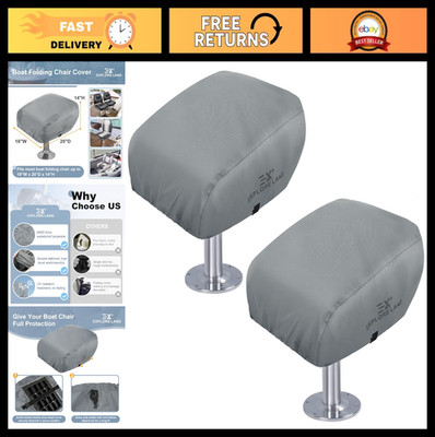 Waterproof Heavy Duty Boat Folding Seat Cover 2 Pack - 600D, 18x20x14 inch, Grey