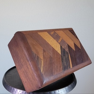 Terry Hansen Handmade Inlaid Exotic Wood Artisan Trinket Jewelry  Sewing Box