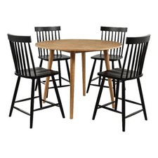 Coaster Andrews 5-Piece Round Wood Counter Dining Set in Light Ash Brown/Black