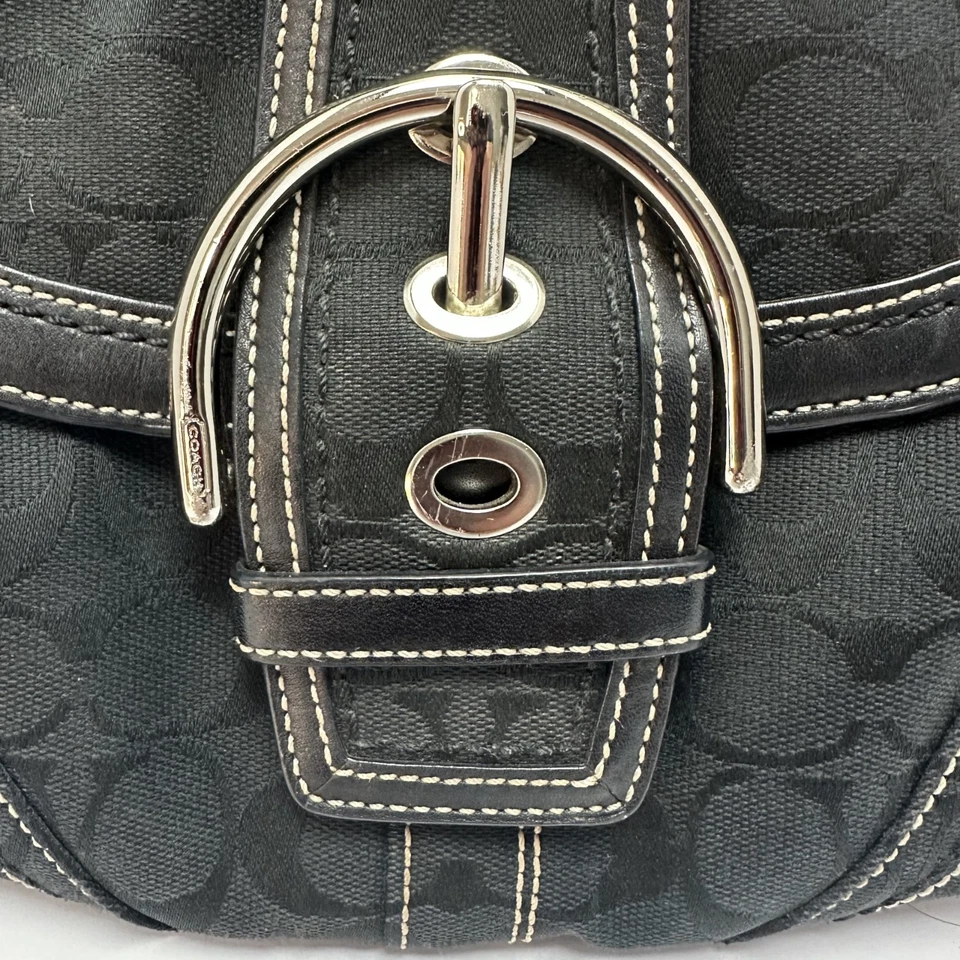 Vintage Coach Soho Small Black Signature Purse Black Canvas Leather Strap Y2K - Image 3 of 4