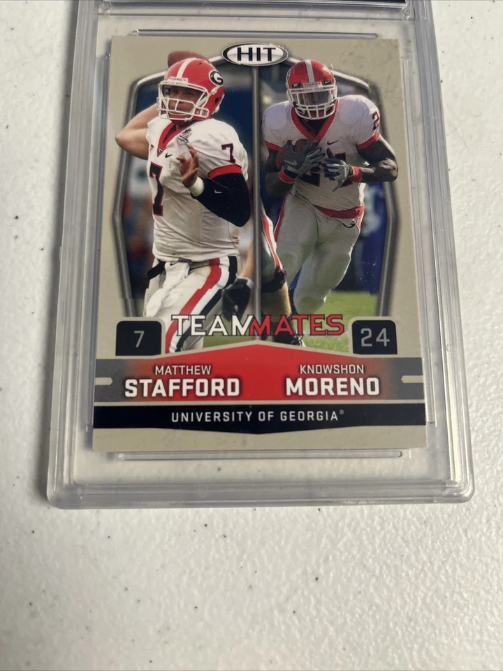 1-MATTHEW STAFFORD/MORENO 2009 SAGE HIT FOOTBALL #56 FGS GRADED GEM MINT 10 - Image 3 of 4