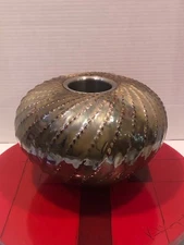 Nusku Ceramic FIREPOT Brown Multi-Color 8" x 6.5"H