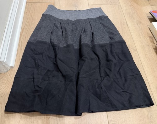 Vince Gray Black A-Line Wool Skirt Modest Excellent