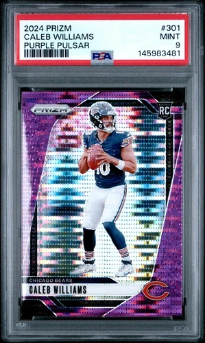2024 PANINI PRIZM PURPLE PULSAR #301 CALEB WILLIAMS ROOKIE RC PSA 9