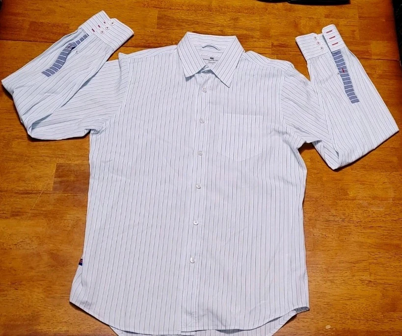 Men's Canterbury of New Zealand Button-Up Long Sleeve Dress Shirt M Medium Blue - Image 2 of 4