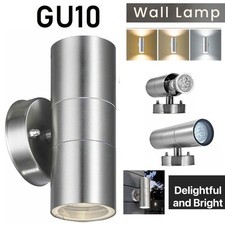 Image of Stainless Steel Up Down Wall Light GU10 IP65 Double Outdoor Lamp Bulbs Lights
