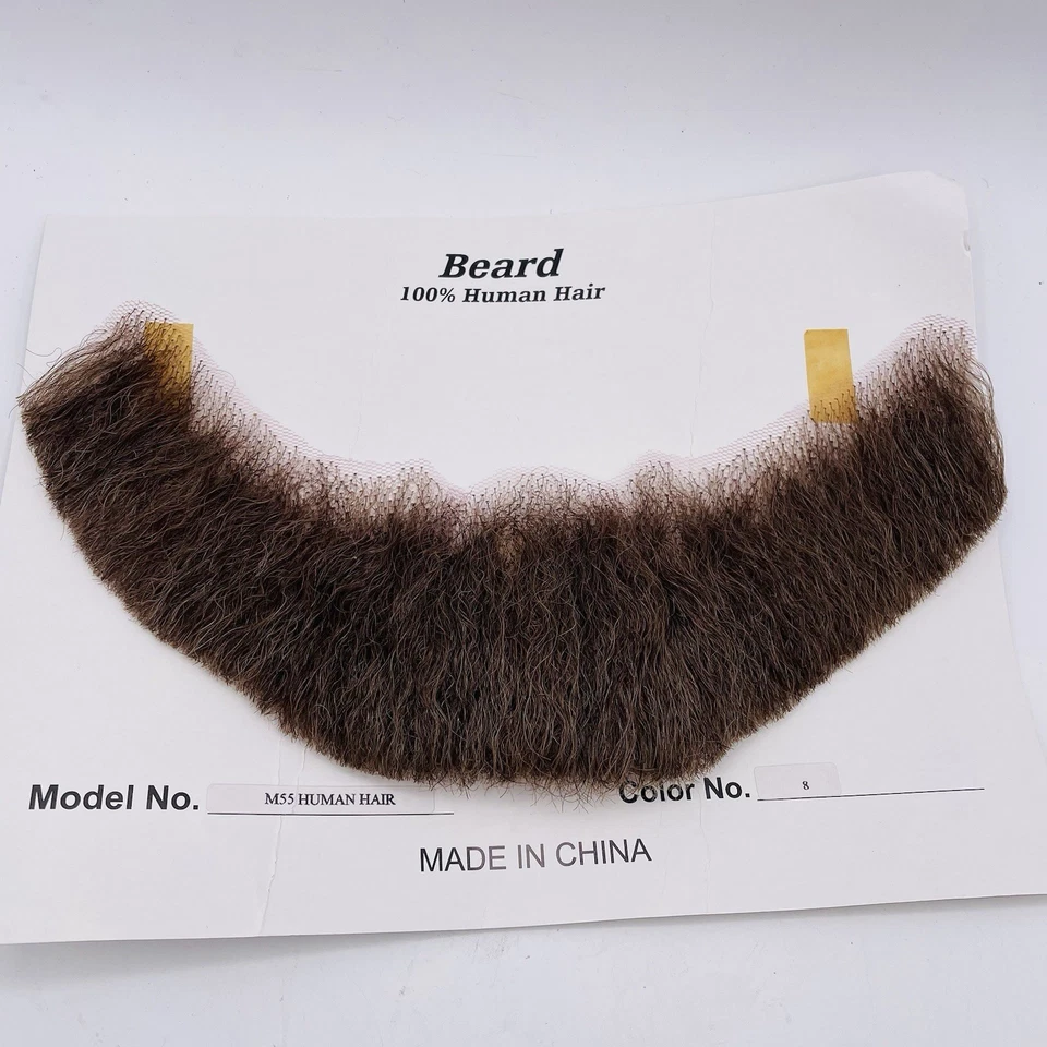 Conjunto realista de barba y bigote falso cabello humano anudado a mano disfraz de teatro, TV Foto 2 de 4