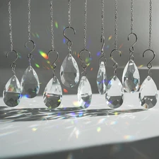 10Pcs Clear Crystal Sun Catcher Teardrop Prisms 38Mm Hanging Pendants