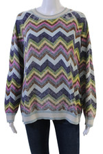 Minnie Rose Unisex Pullover Geometric Crewneck MultiColor Cashmere Size XL