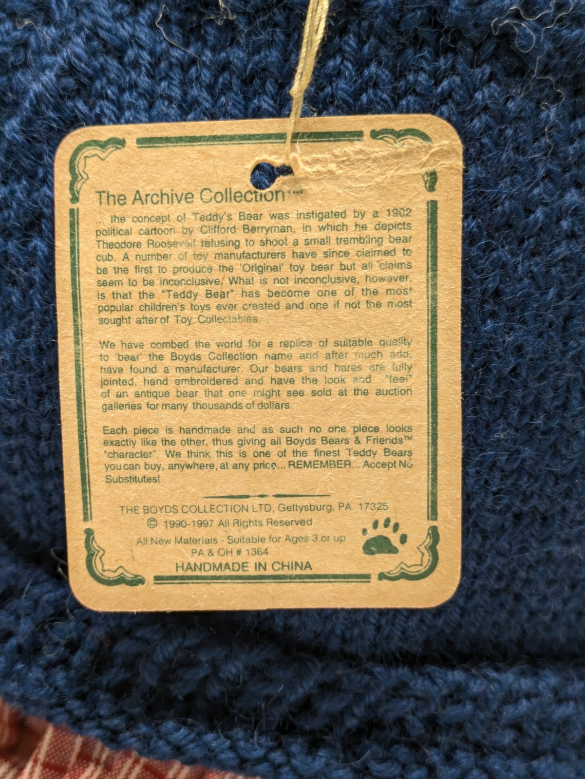 Vintage Boyd's Bear's Fully Jointed Plush Bear 'Theodora Maria' 🐻 