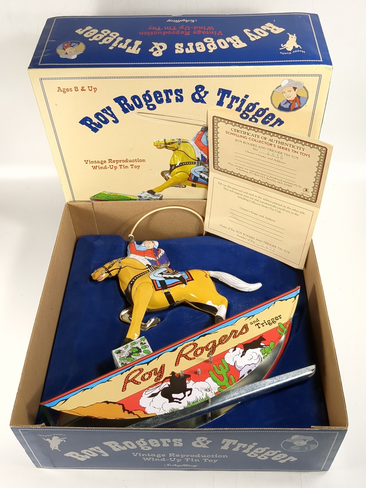 Schylling Vintage Reproduction Roy Rogers And Trigger Tin Wind-Up Toy With Box