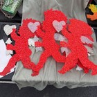 Huge Lot Of 12 Melted Popcorn Plastic Valentines Decorations Hearts & Cupids VTG — photo 2