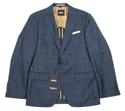 Hugo Boss Hutson Sport Coat 36 S Mens Slim Fit Green Plaid Tesse Wool Blazer