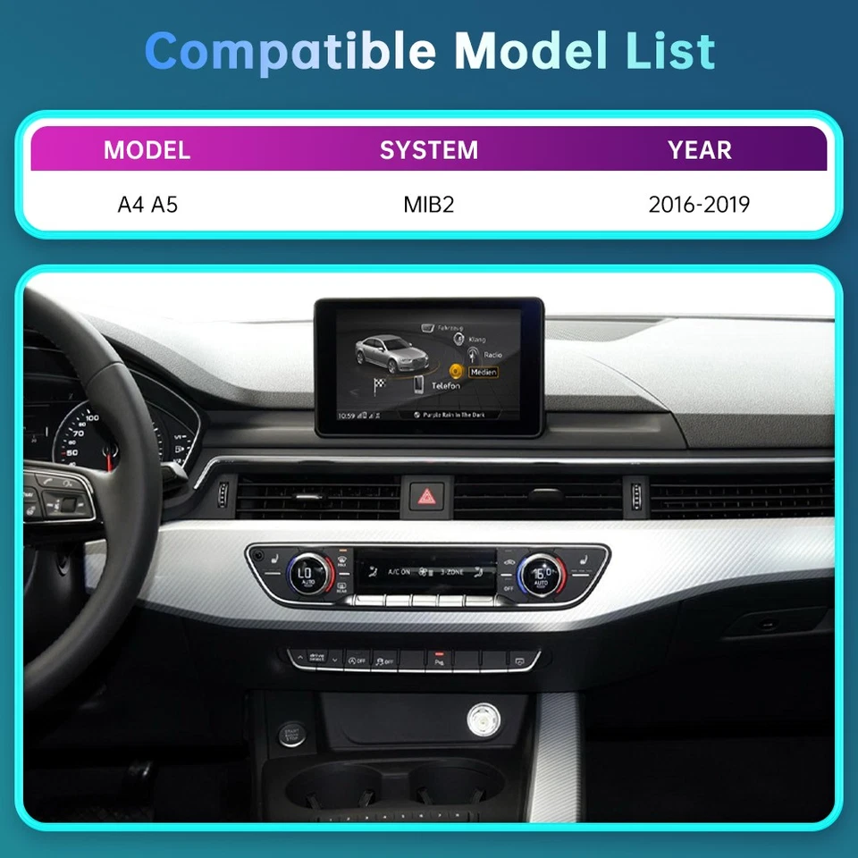 Pantalla inalámbrica de 12,3' para Audi A4 A5 MIB2 2016-19 Carplay estéreo multimedia navegación Foto 4 de 4