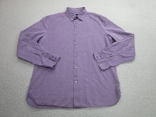 John Varvatos Shirt Mens Large Linen Long Sleeve Button Up Peace Embroidered